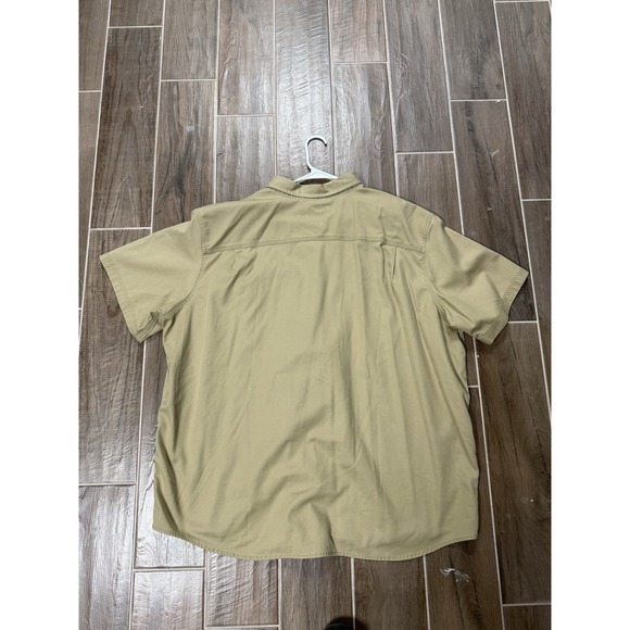 Carhartt Relaxed Fit Button Up Work Shirt Mens 4XL Tan Short Sleeve Pocket - Picture 2 of 5